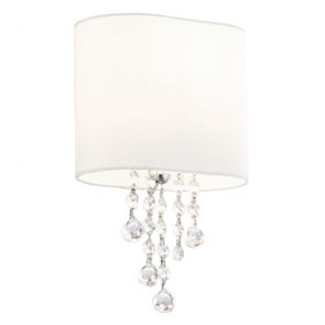  1 Light Wall Bracket, Chrome, Clear Crystal, White Shade BPOSL135