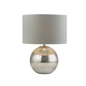  Table Lamp, Cracked Mirror Effect Base, Grey Shade BPOSL015