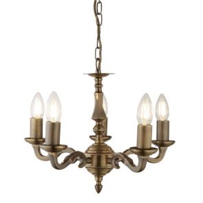  5 Light Ceiling, Antique Brass (No Glass) BPOSL149
