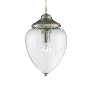  1 Light Pendant, Antique Brass, Clear Ribbed Glass BPOSL157
