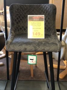 Ludlow Fabric Kitchen Stool - Grey