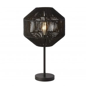 Bfs Lighting Wicker Table Lamp  - Matt Black Metal & Black Rope Shade