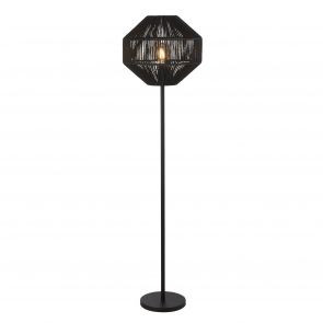 Bfs Lighting Wicker Floor Lamp - Matt Black Metal & Black Rope Shade