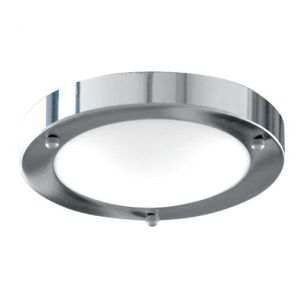  Bathroom Flush Ip44 1 Light - 31cm Chrome Domed Wht Glass BPOSL172