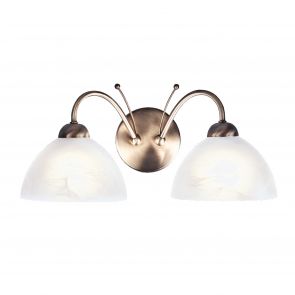 Bfs Lighting Milanese 2Lt Wall Light - Antique Brass & Alabaster Glass