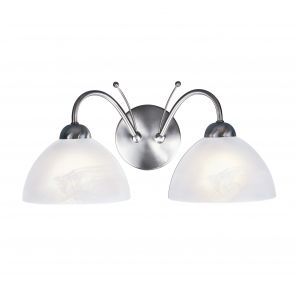 Bfs Lighting Milanese 2Lt Wall Light - Satin Silver & Alabaster Glass