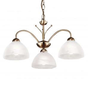 Bfs Lighting Milanese 3Lt Pendant - Antique Brass Metal & Alabaster Glass