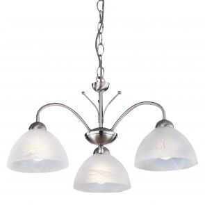 Bfs Lighting Milanese 3Lt Pendant - Satin Silver Metal & Alabaster Glass