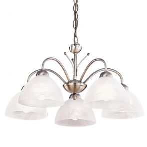  5 Light Ceiling, Antique Brass, Alabaster Glass BPOSL178