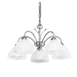  5 Light Ceiling, Satin Silver, Alabaster Glass BPOSL179