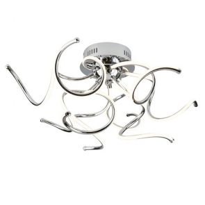  9 Light Led Twist Arms Ceiling Flush, Chrome BPOSL185