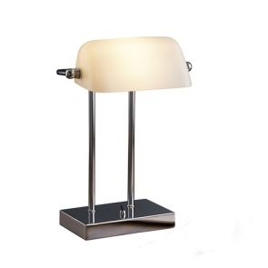  Bankers Lamp - Chrome, White Glass BPOSL186