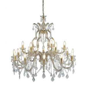  18 Light Chandelier, Polished Brass, Clear Crystal BPOSL192