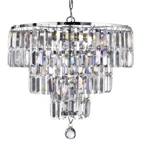  5 Light Chandelier, Chrome, Clear Crystal BPOSL228