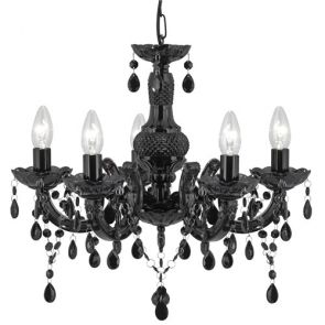  5 Light Ceiling, Black Glass/Acrylic BPOSL239