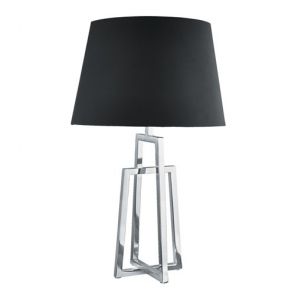  Table Lamp Crossed Frame, Chrome, Black Tapered Shade BPOSL261