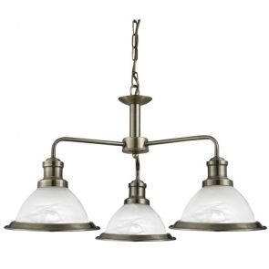  3 Light Ceiling, Antique Brass, Marble Glass BPOSL282