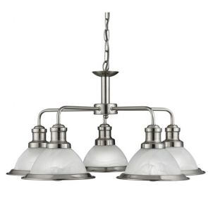  5 Light Ceiling, Satin Silver, Marble Glass BPOSL285