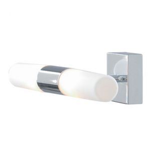  Bathroom - Ip44 (G9 Led) 2 Light Chrome Wall Bracket, White Glass BPOSL289