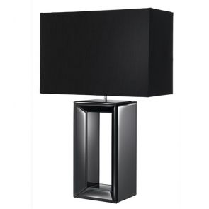  Mirror Table Lamp - Tall Black - Black Faux Silk Shade BPOSL290