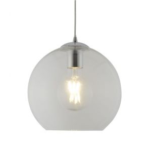  1 Light Round Pendant (25cm Dia), Clear Glass, Chrome BPOSL293