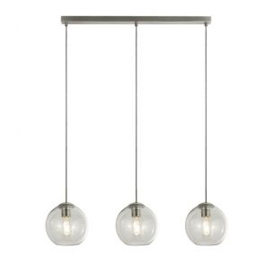  Pendant 3lt Bar, Satin Silver With Clear Glass BPOSL296