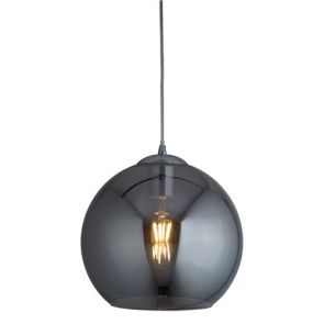  1 Light Round Pendant (30cm Dia), Smoked Glass, Chrome BPOSL300