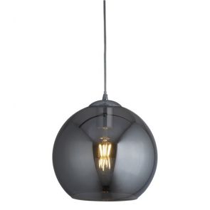 1 Light Round Pendant (35cm Dia), Smoked Glass, Chrome BPOSL303