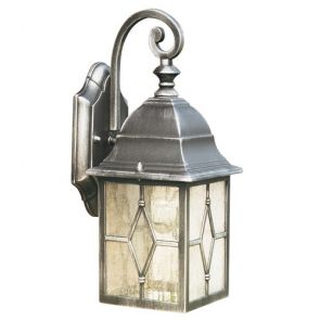  1 Light Outdoor Wall Bracket, Black Silver, Leaded Glass BPOSL031