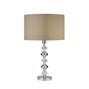  1 Light Table Lamp, Chrome And Acrylic With Grey Shade BPOSL304