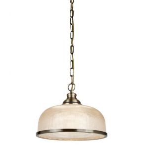  1 Light Pendant, Antique Brass, Halophane Glass BPOSL308