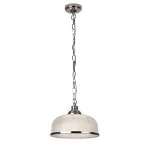  1 Light Pendant, Satin Silver, Halophane Glass BPOSL309