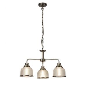  3 Light Ceiling, Antique Brass, Halophane Glass BPOSL310