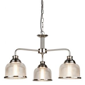  3 Light Ceiling, Satin Silver, Halophane Glass BPOSL311