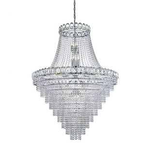  Philipe Crystal - 28lt Tiered Chandelier, Clear Crystal Dressing, Chrome F BPOSL
