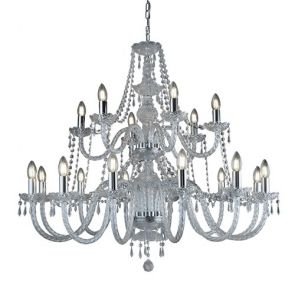  18 Light Chandelier, Chrome, Clear Crystal Trimmings BPOSL318