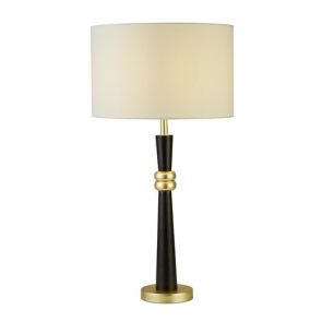  1 Light Table Lamp, Dark Wood And Gold With Cream Shade BPOSL319