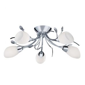  5 Light Cc S-F Ftg White Gls Xtal Leaf BPOSL325