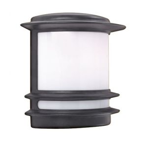  1 Light Wall Bracket, Black, White Polycarbonate BPOSL032