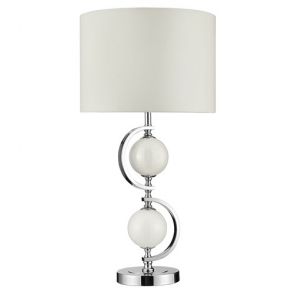  Table Lamp - Chrome, White Glass Balls & Drum Shade BPOSL359