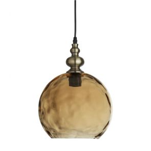  1 Light Pendant, Antique Brass, Amber Glass BPOSL370
