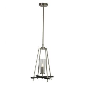 1 Light Pendant, Satin Silver With Black Detail BPOSL390