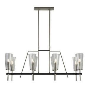  8 Light Pendant, Satin Silver/Black Detail BPOSL392