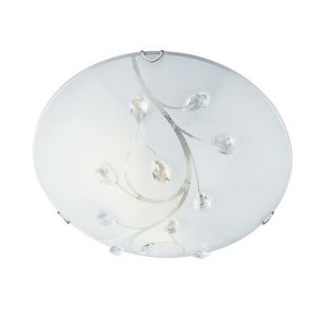  Flush 40cm Round Glass With Crystals BPOSL394
