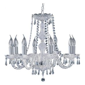  8 Light Chandelier, Chrome, Clear Crystal Trimmings BPOSL400