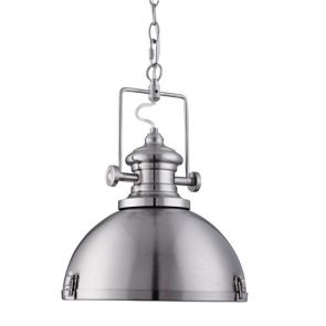 Industrial Pendant, 1lt Satin Silver, Clear Lens BPOSL416