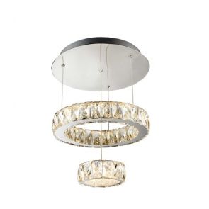  Led 2 Tier Ceiling Flush, Chrome, Clear Glass BPOSL426