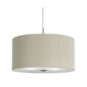  Drum Pleat Pendant - 3lt Pleated Shade Pendant, Cream With Frosted Glass Diffuse