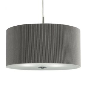  Drum Pleat Pendant - 3lt Pleated Shade Pendant, Silver With Frosted Glass Diffus