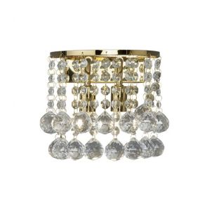  Gold 2lt Round Wall Light - Clear Crystal Ball BPOSL438